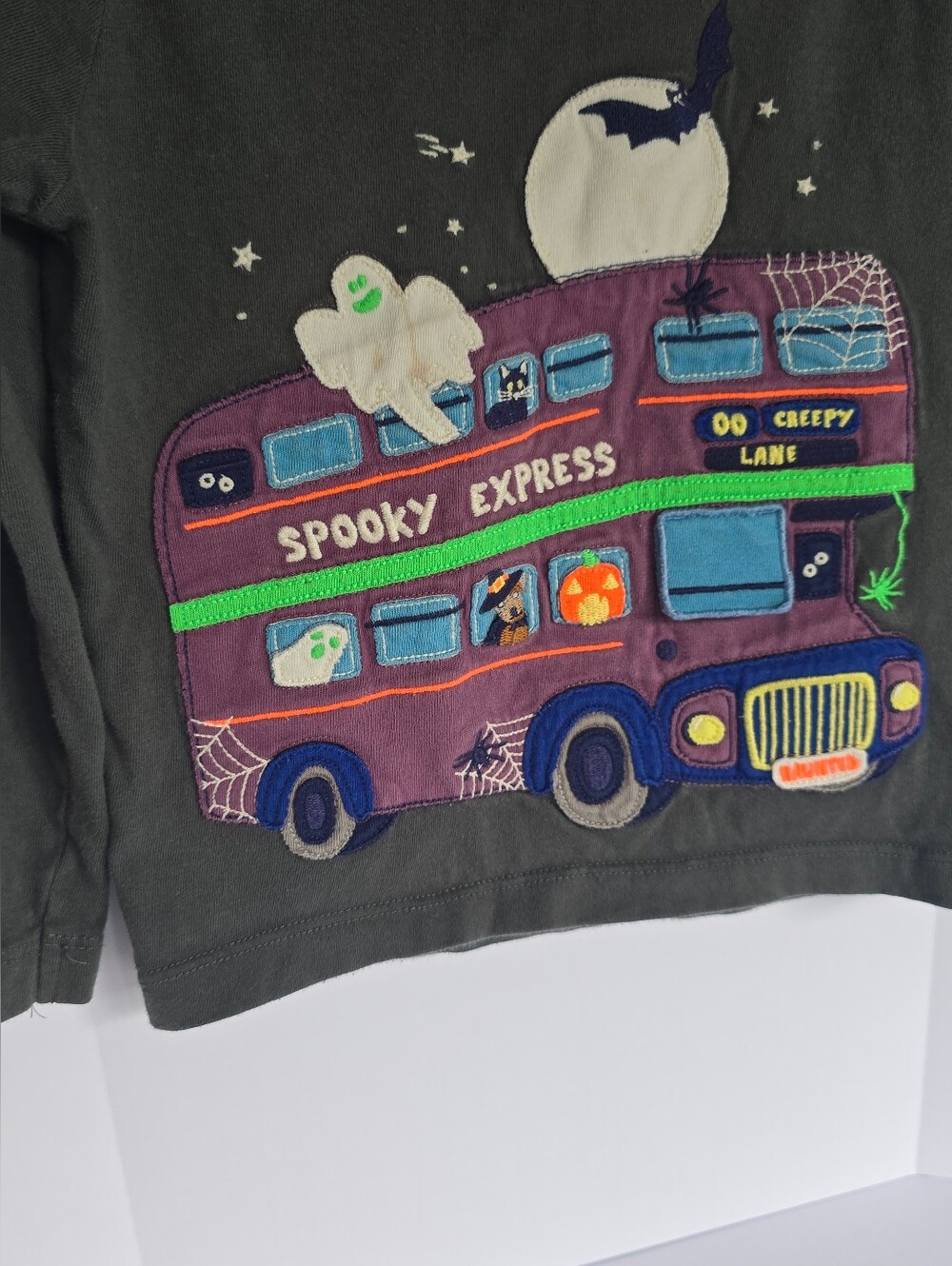 Mini Boden 3T 4T Halloween Bus Long Sleeve Tee